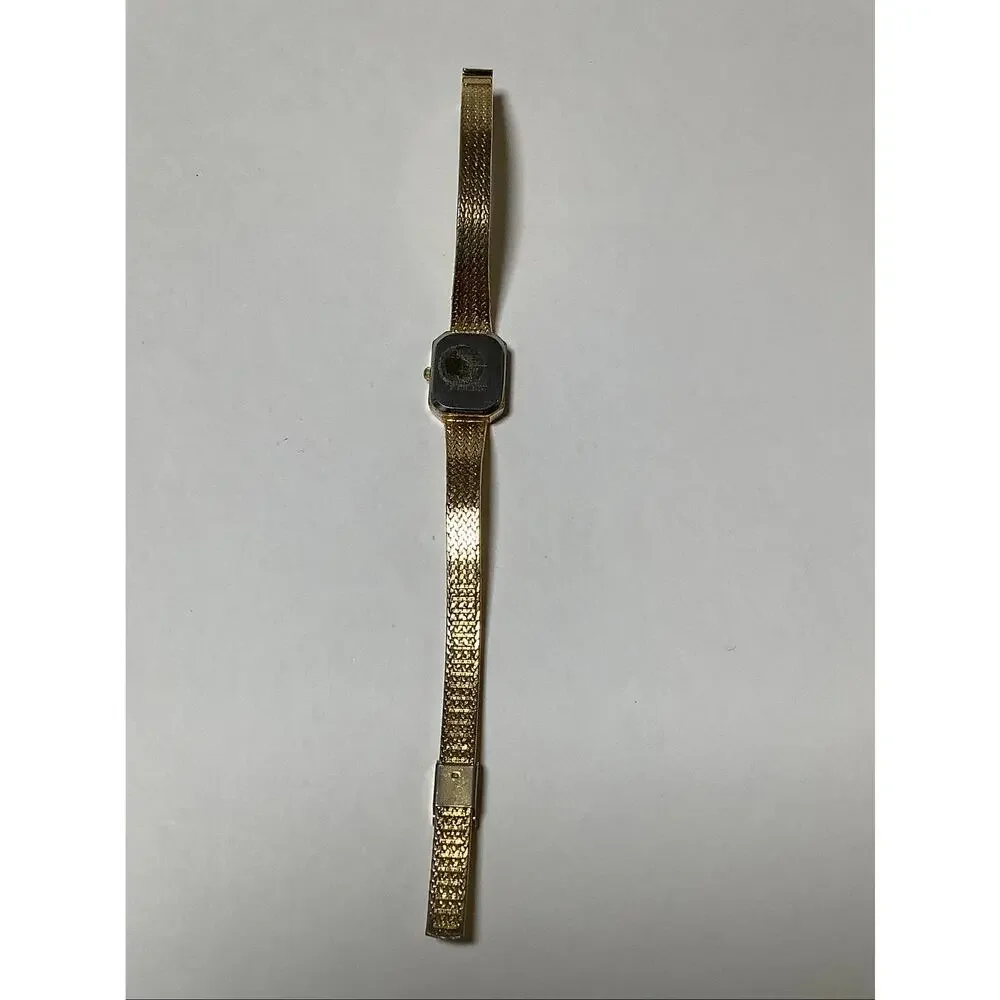Sarah Coventry Women's Gold Tone Mesh Band Rhinestone Bezel Quartz Watch F16-7